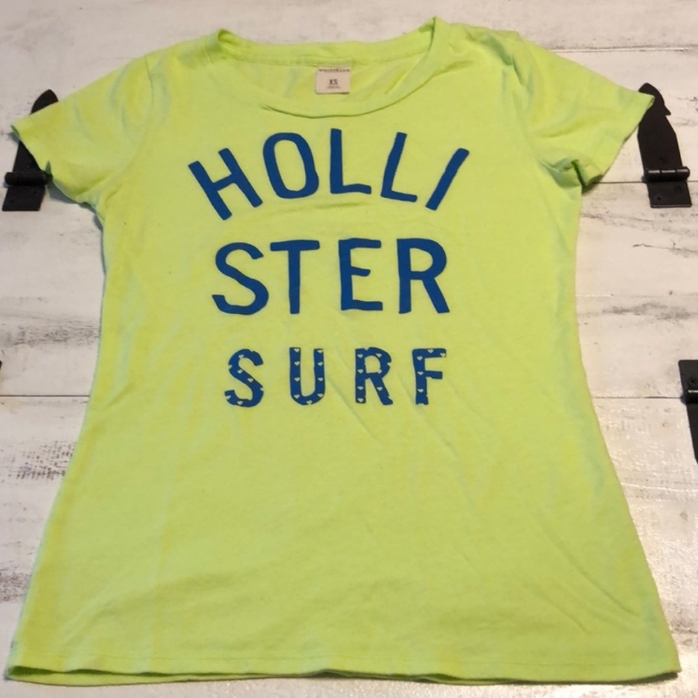 HOLLISTER x-small neon lime green t-shirt.